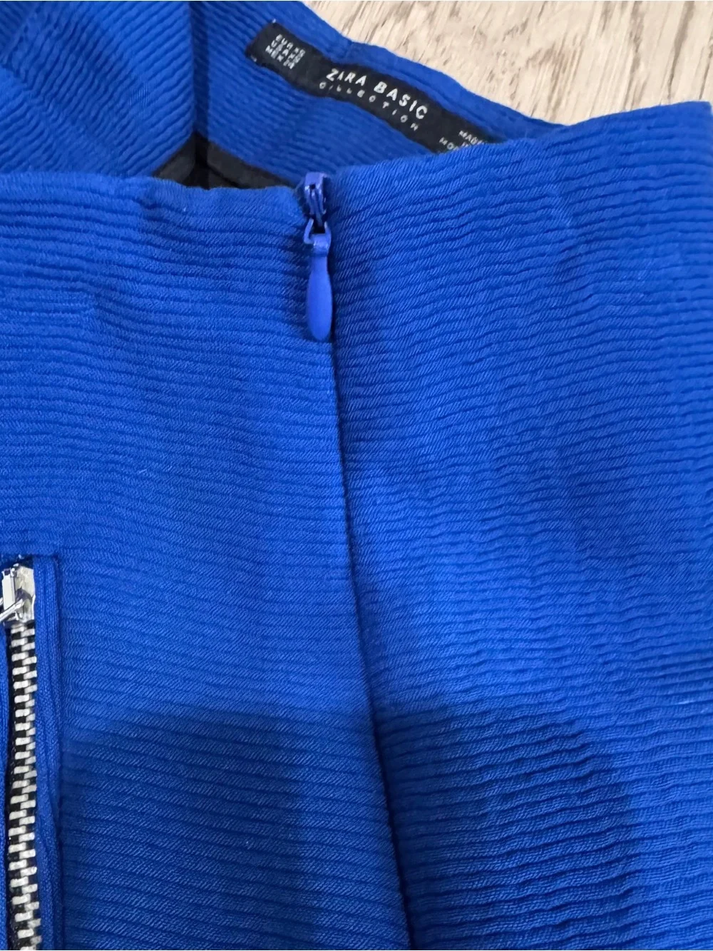Zara Matching Set Basic Collection Cobalt Blue Ribbed Blazer & Shorts XS